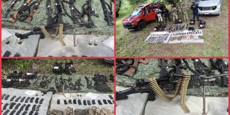 Golpe al CJNG, decomisan arsenal, equipo táctico, vehículos y droga, en Uruapan