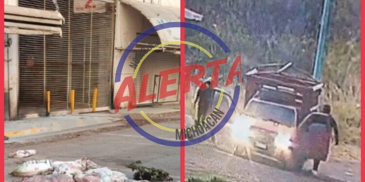 En video, dejan cuatro cuerpos desmembrados y prenden fuego a negocios de textil Cuitzeo, en Michoacán